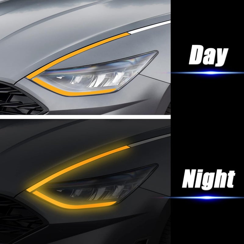 TOMALL Headlight Sidemarker Side Mirror Vinyl Films Smoke Tint Compatible with Hyundai Sonata 2020-2022 Transmission Amber Edges Delete Stickers Decorations for Car (Orange) - Image 4